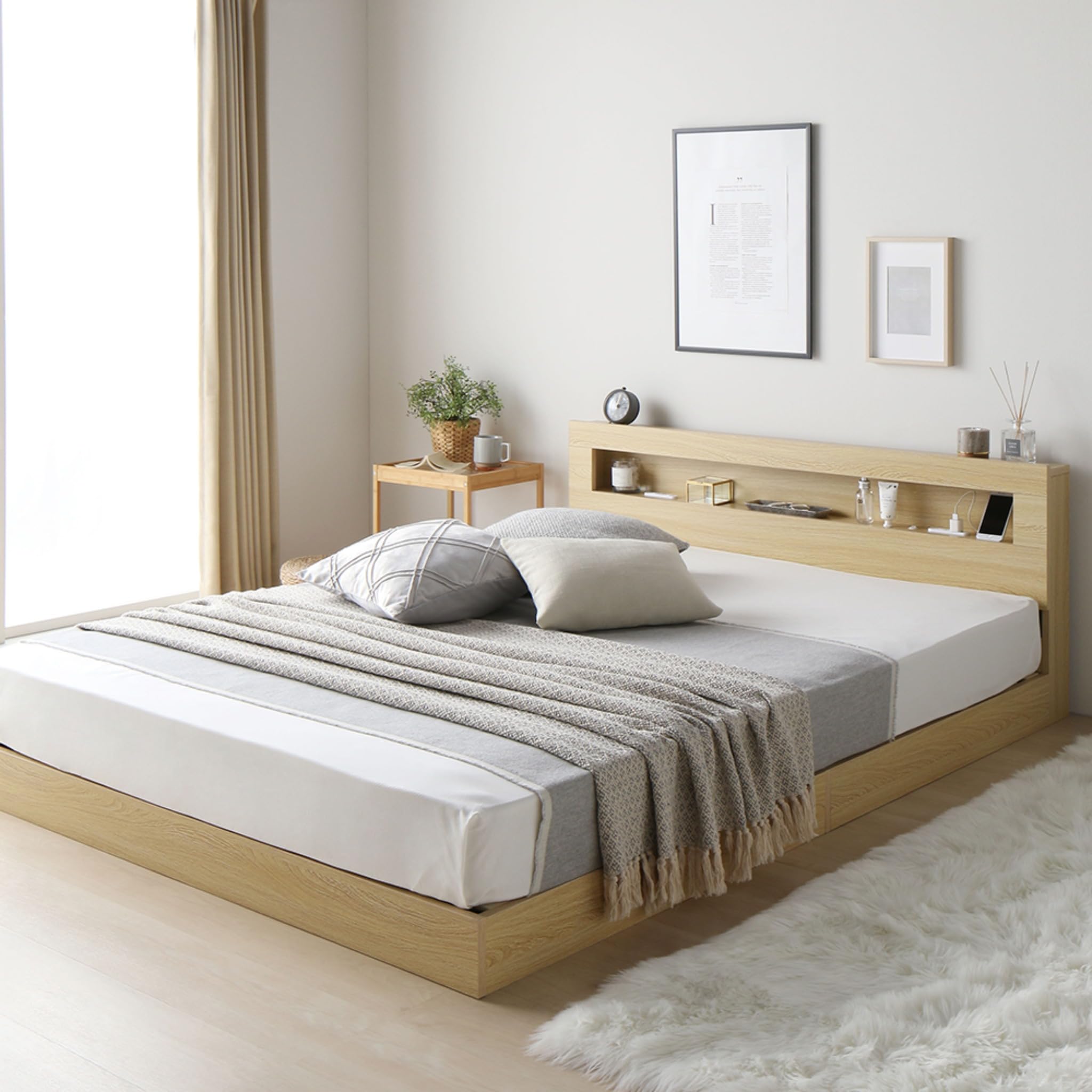 Amazon｜RASIK ベッド ダブル フレームのみ ナチュラル すのこ ロー